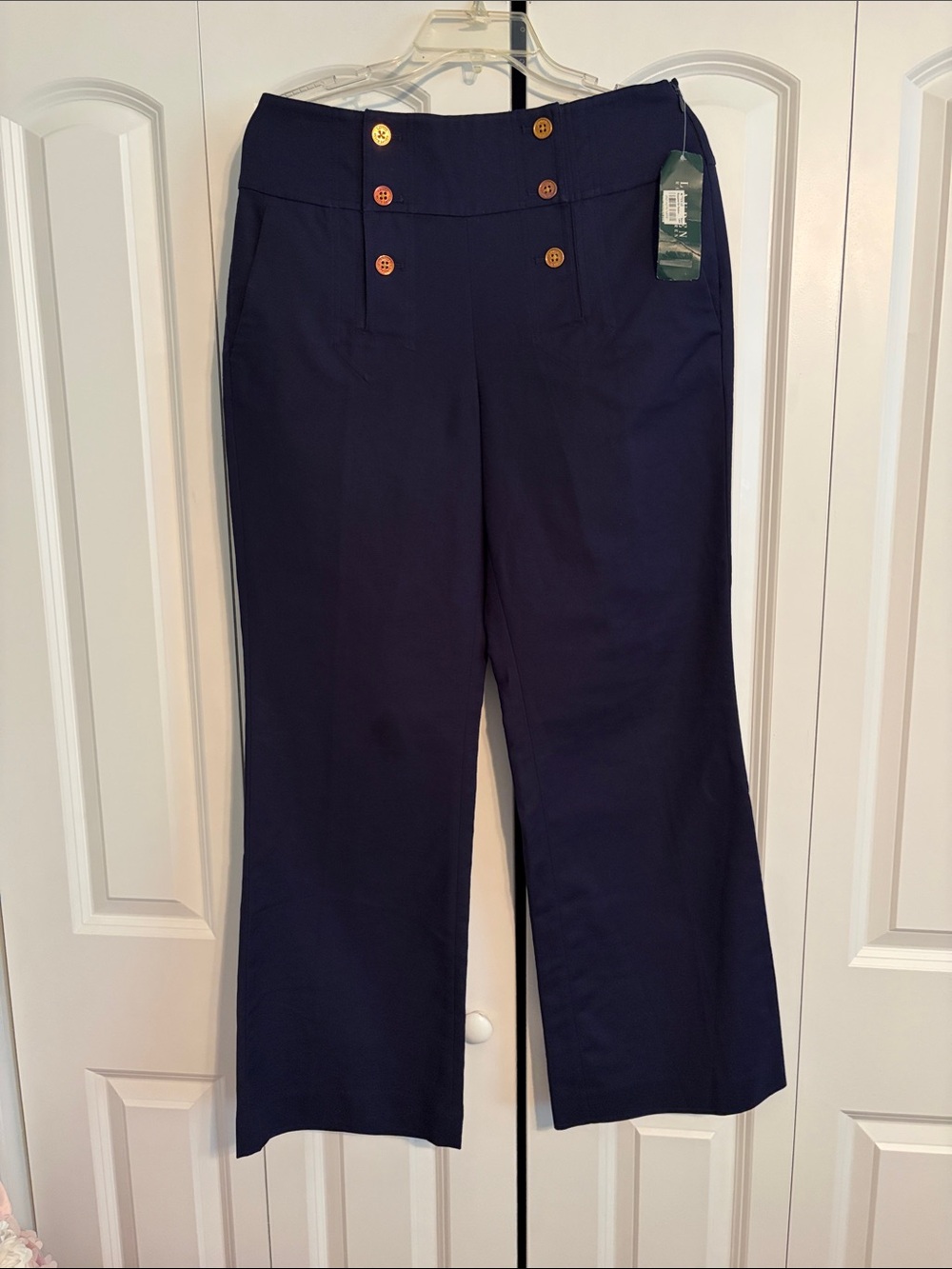 Ralph Lauren Navy Wide-Leg Sailor Pants with Gold Buttons